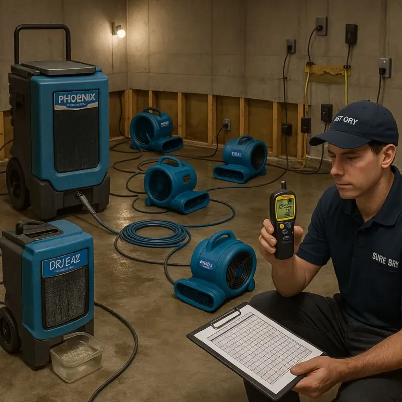 Structural Drying and Dehumidification process in Gove, KS